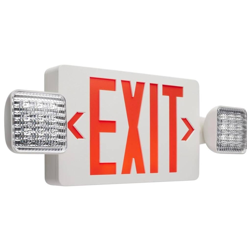 2.8 watt 120/277 volt White Panel / Red Letters LED Exit/Emergency Combo Light