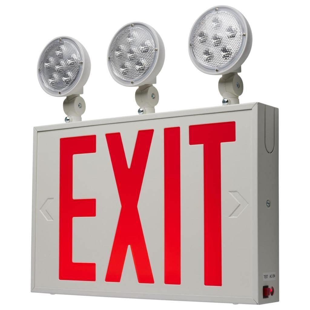 3 watt 120/277 volt White Panel / Red Letters LED Exit/Emergency Combo Light