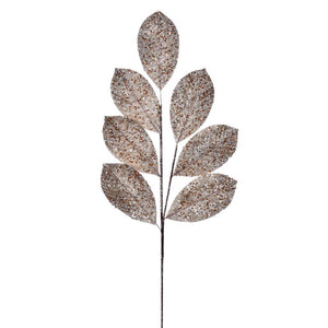 27" Artificial Champagne Glitter Leaf Spray (4 Pack)