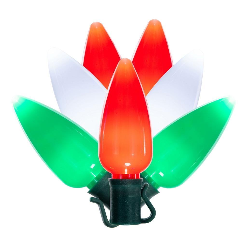 Vickerman 25 Light 25' Green Wire Red / White / Green LED C9 String with 8" Spacing
