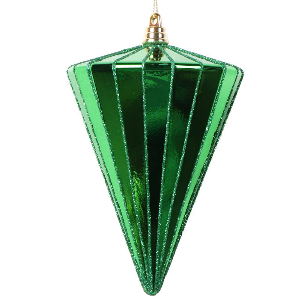 Vickerman 6" Shiny Green Cone Ornament (3 Pack)
