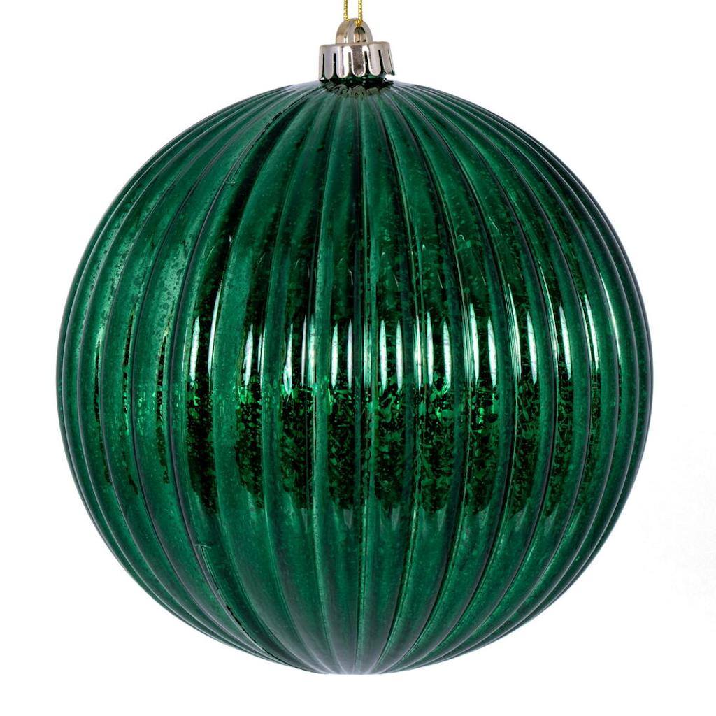 Vickerman 4" Midnight Green Shiny Mercury Lined Ball Ornament (6 pack)