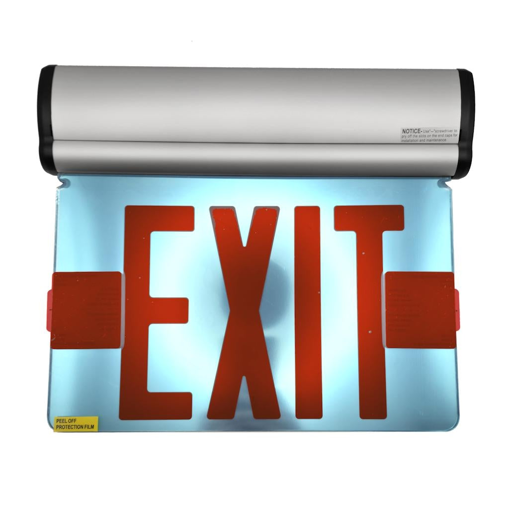 120/277 volt Edge Lit Battery Backup Dual Face LED Exit Light