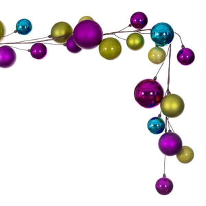 10' Green / Purple / Copper Assorted Ball Branch Wire Garland - Image 4