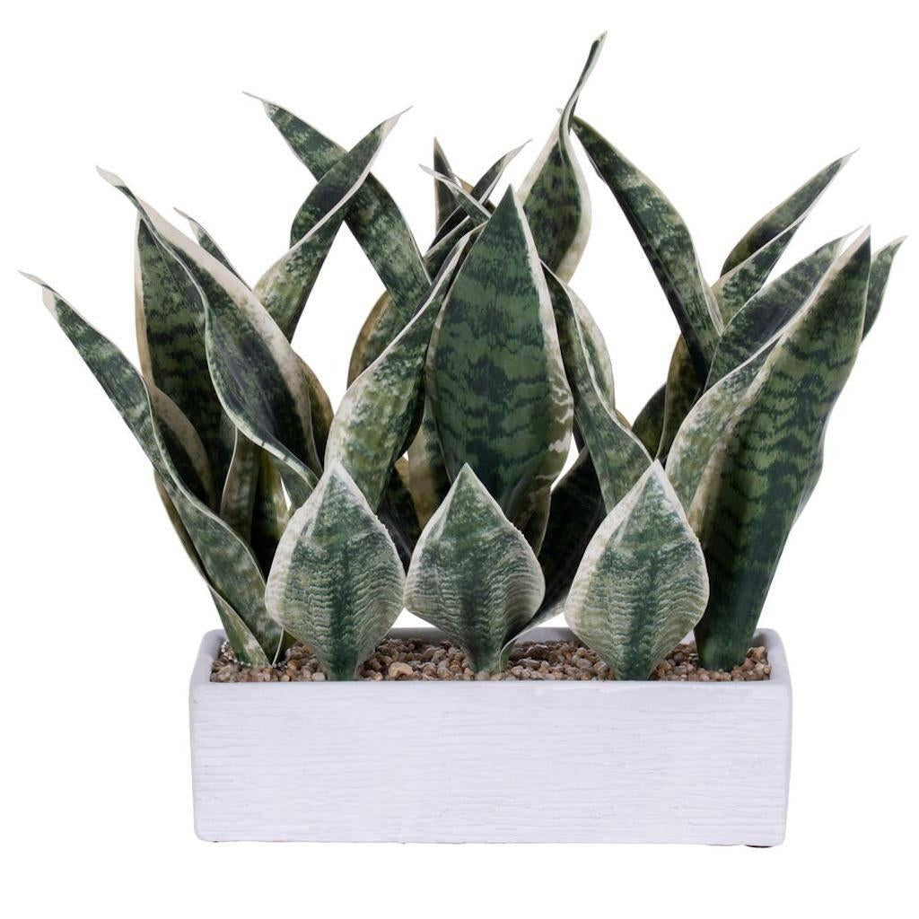 15" Artificial Light Green Snake Plant Potted Plant