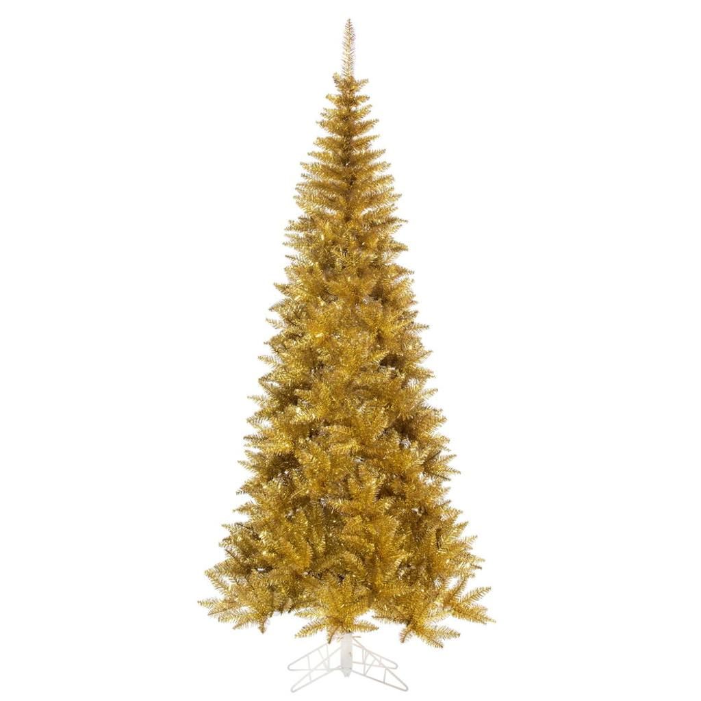 Vickerman 6.5' x 34" Slim Gold Tinsel 948 Tips Christmas Tree