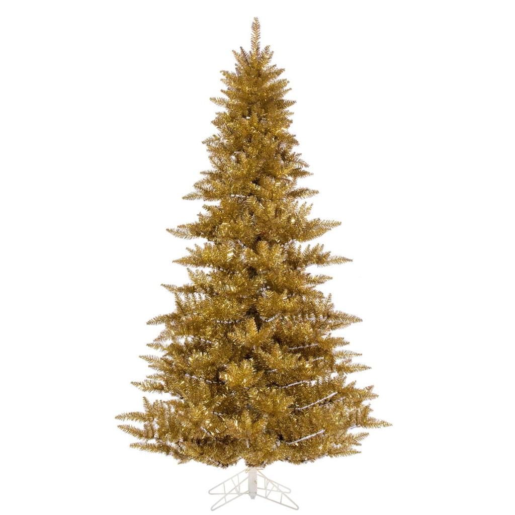 Vickerman 5.5' x 42" Gold Tinsel 794 Tips Christmas Tree