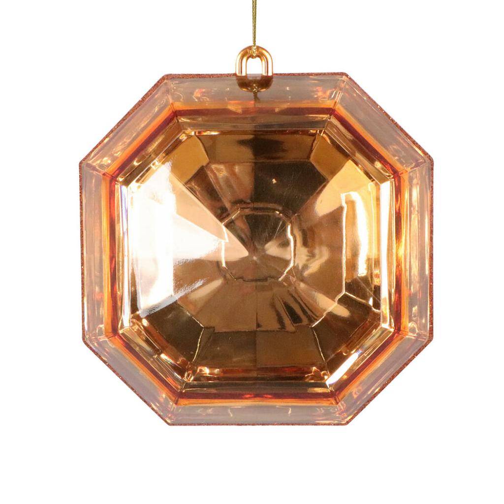 6" Orange Square Jewel Glitter Ornament Assortment (2 Pack)