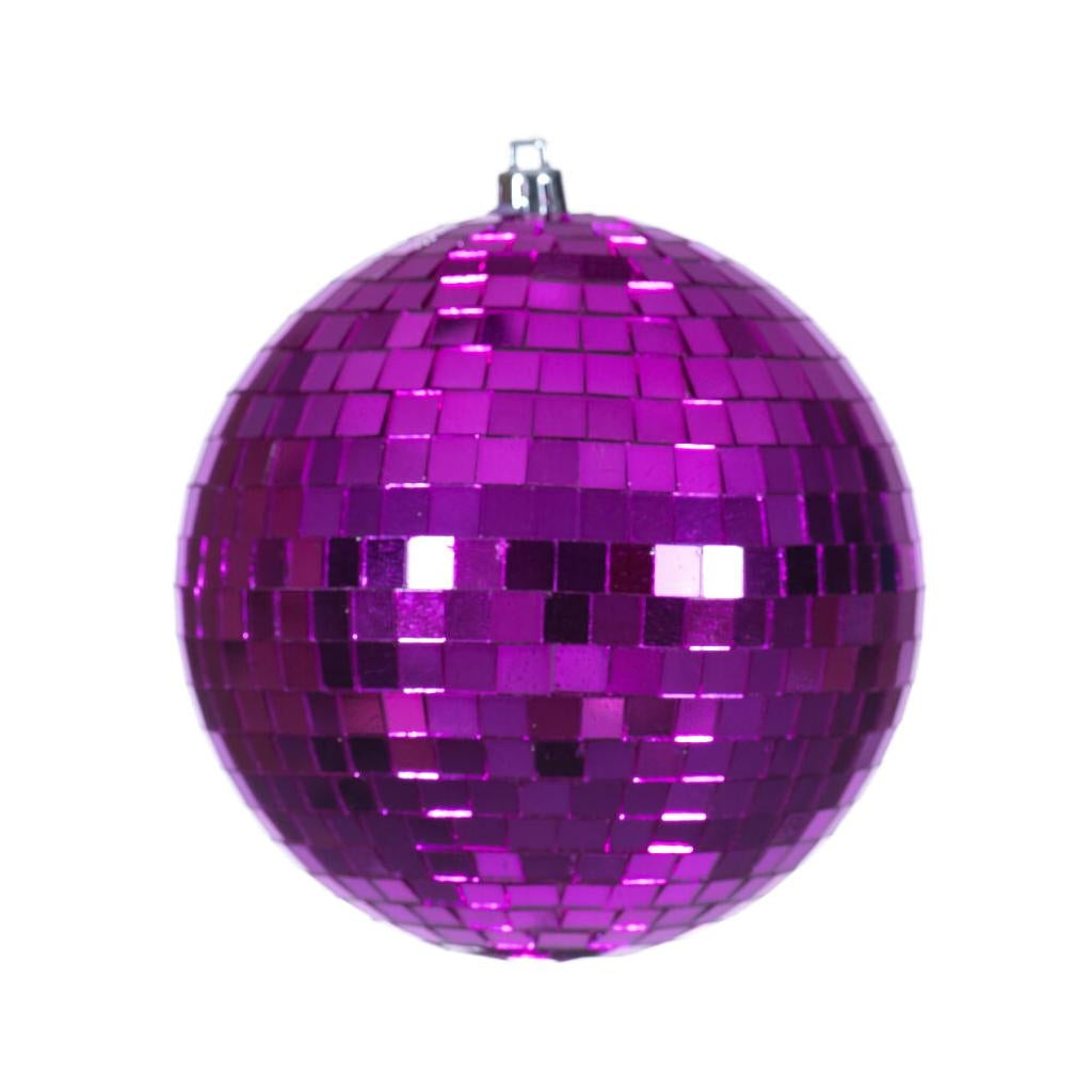 4.75" Fuchsia Mirror Ball Ornament (4 Pack)
