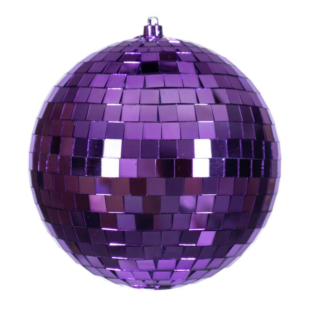 6" Purple Mirror Ball Ornament (4 Pack)
