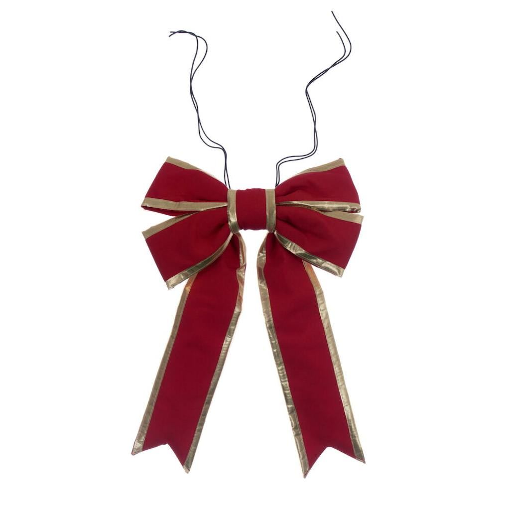 Vickerman 12" x 15" Red / Gold Canvas Outdoor UV Christmas Bow