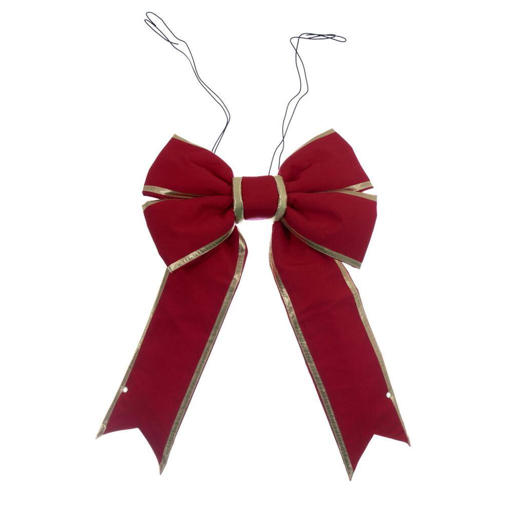 Vickerman 18" x 23" Red / Gold Canvas Gold Trim UV Bow
