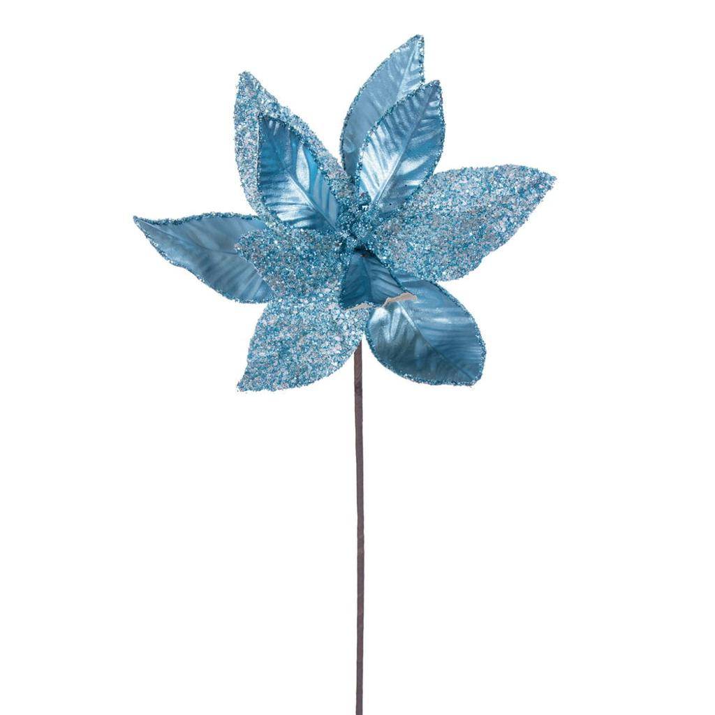 21.5" Turquoise Poinsettia 11" Flower (6 Pack)