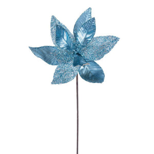 21.5" Turquoise Poinsettia 11" Flower (6 Pack)