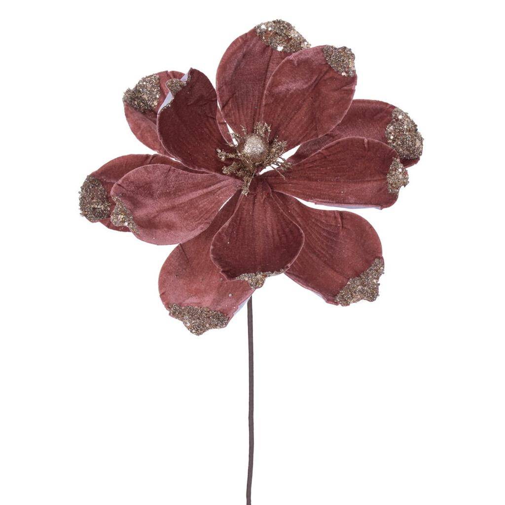 Vickerman 21.5" Artificial Rose Gold Velvet Magnolia (4 Pack)