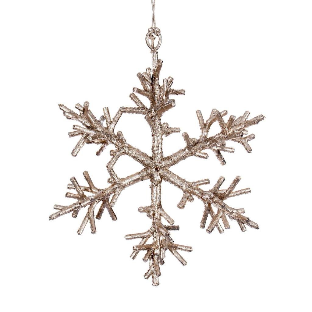 6" Champagne Twig Snowflake Ornament (6 Pack)