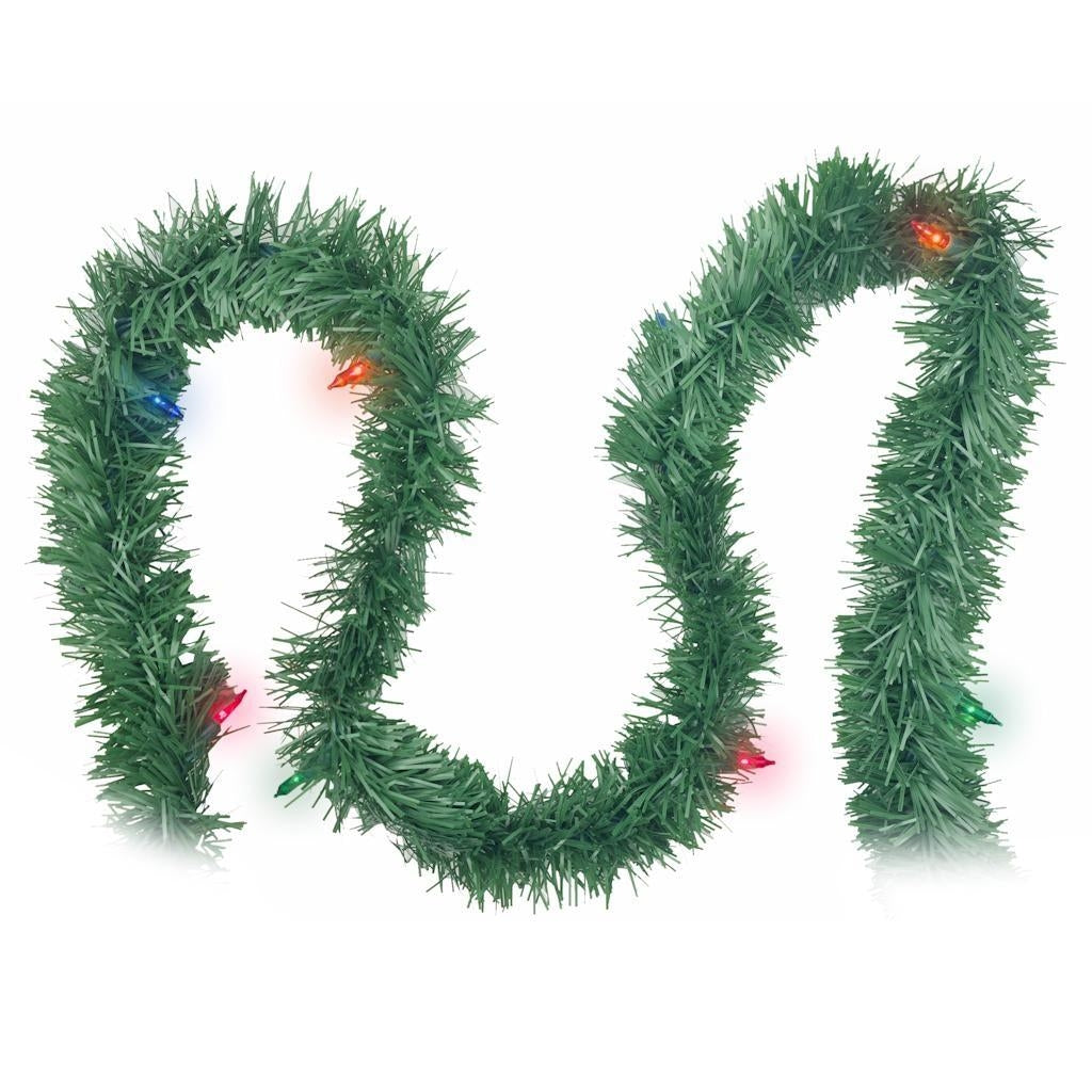 Brite Star 12' 35 Light Pine Prelit Multi-Color Artificial Christmas Garland