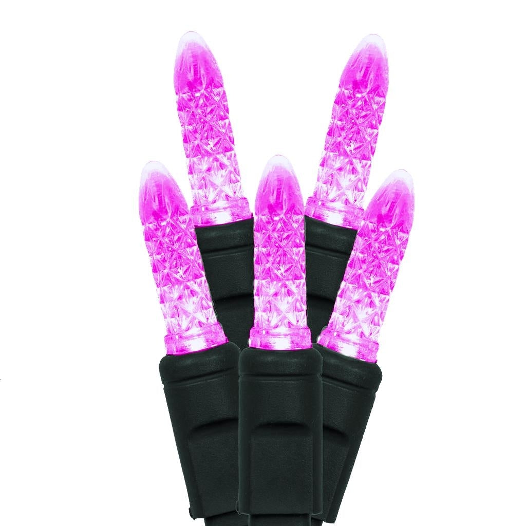 Vickerman 50 Light 17' Green Pink White M5 Faceted LED String Light Set with 4" Spacing