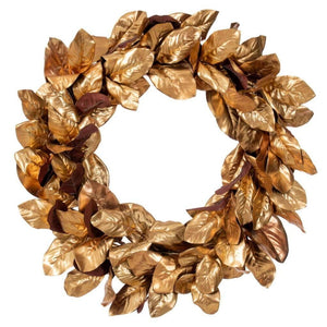 30" Metallic Gold Magnolia Leaf Artificial Wreath
