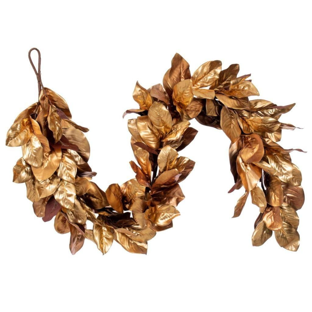 Vickerman 72" Gold Magnolia Leaf Artificial Unlit Garland