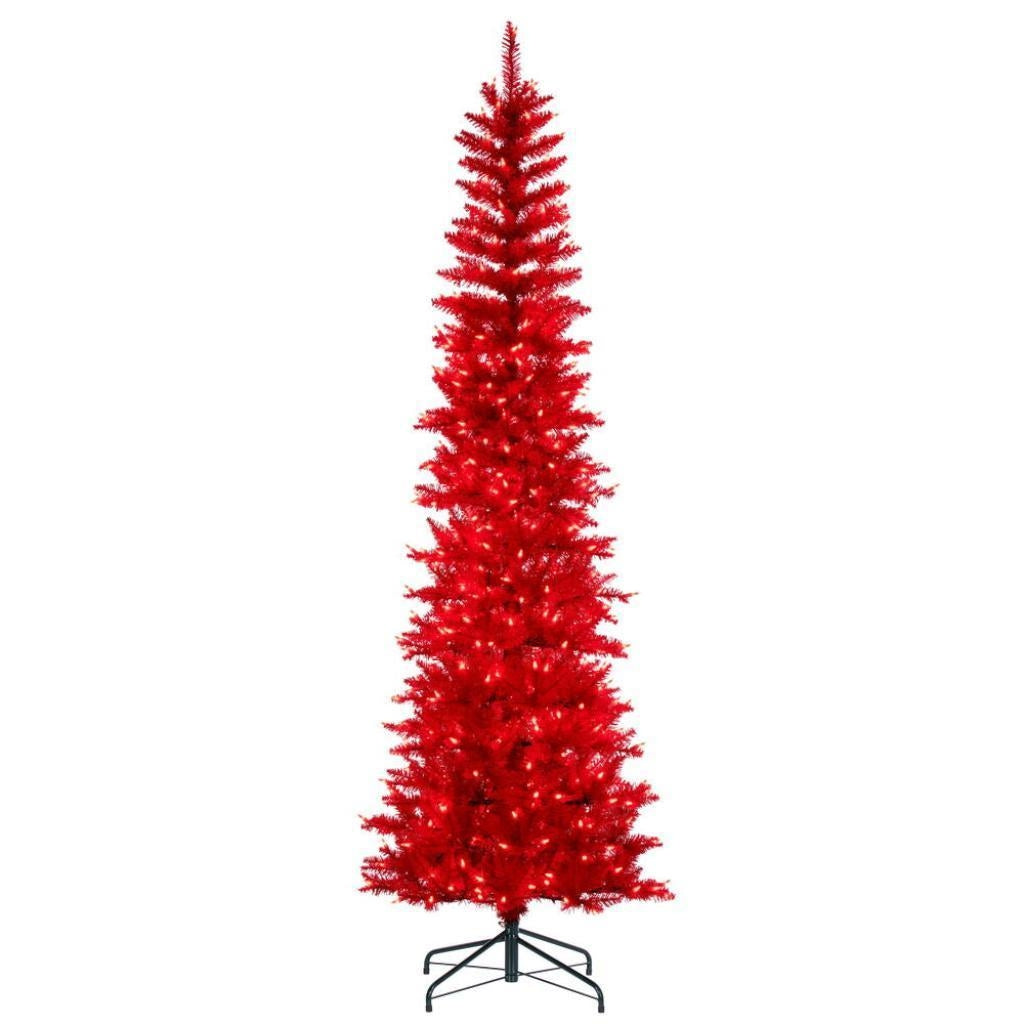 7.5' x 32" Red Pencil 450 Red Lights Artificial Christmas Tree