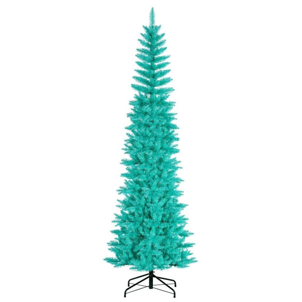 Vickerman 7.5' x 32" Aqua Pencil Unlit Artificial Christmas Tree