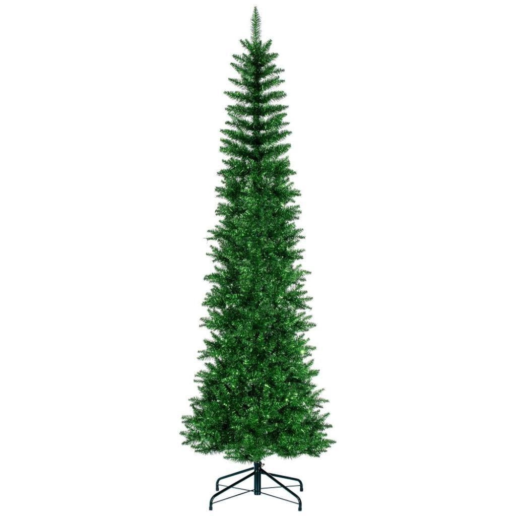 7.5' x 32" Green Tinsel Pencil Unlit Artificial Christmas Tree