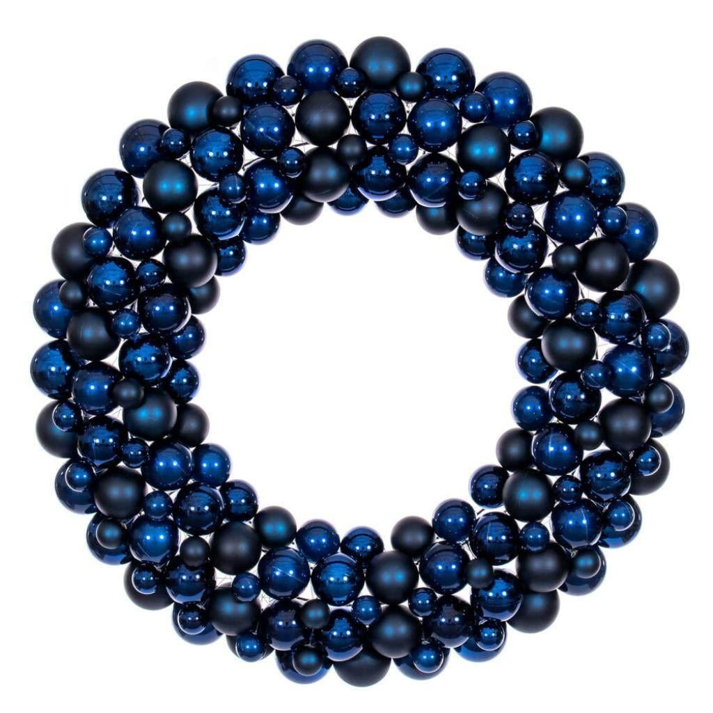 30" Midnight Blue Ball Ornament Christmas Wreath
