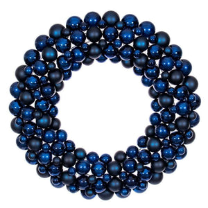 30" Midnight Blue Ball Ornament Christmas Wreath
