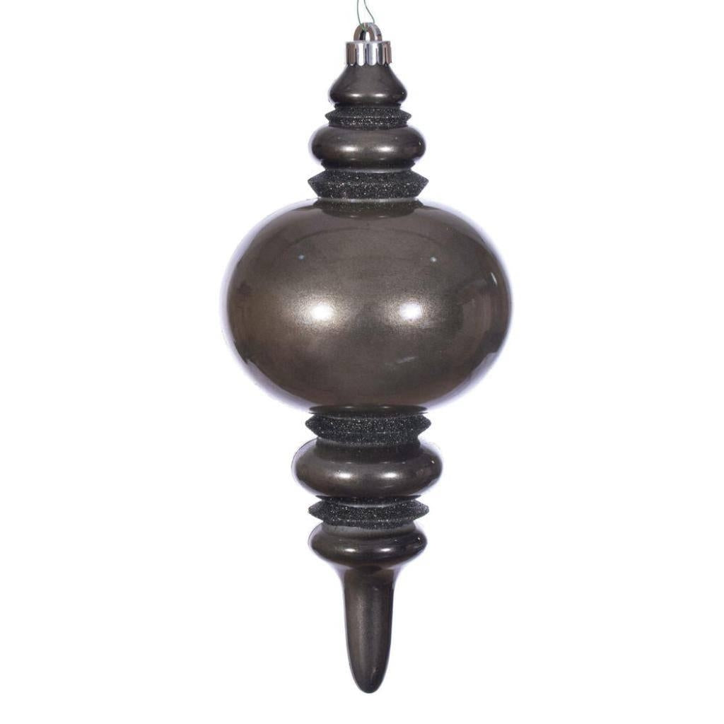 13" Gunmetal Glitter Finial Christmas Tree Ornament