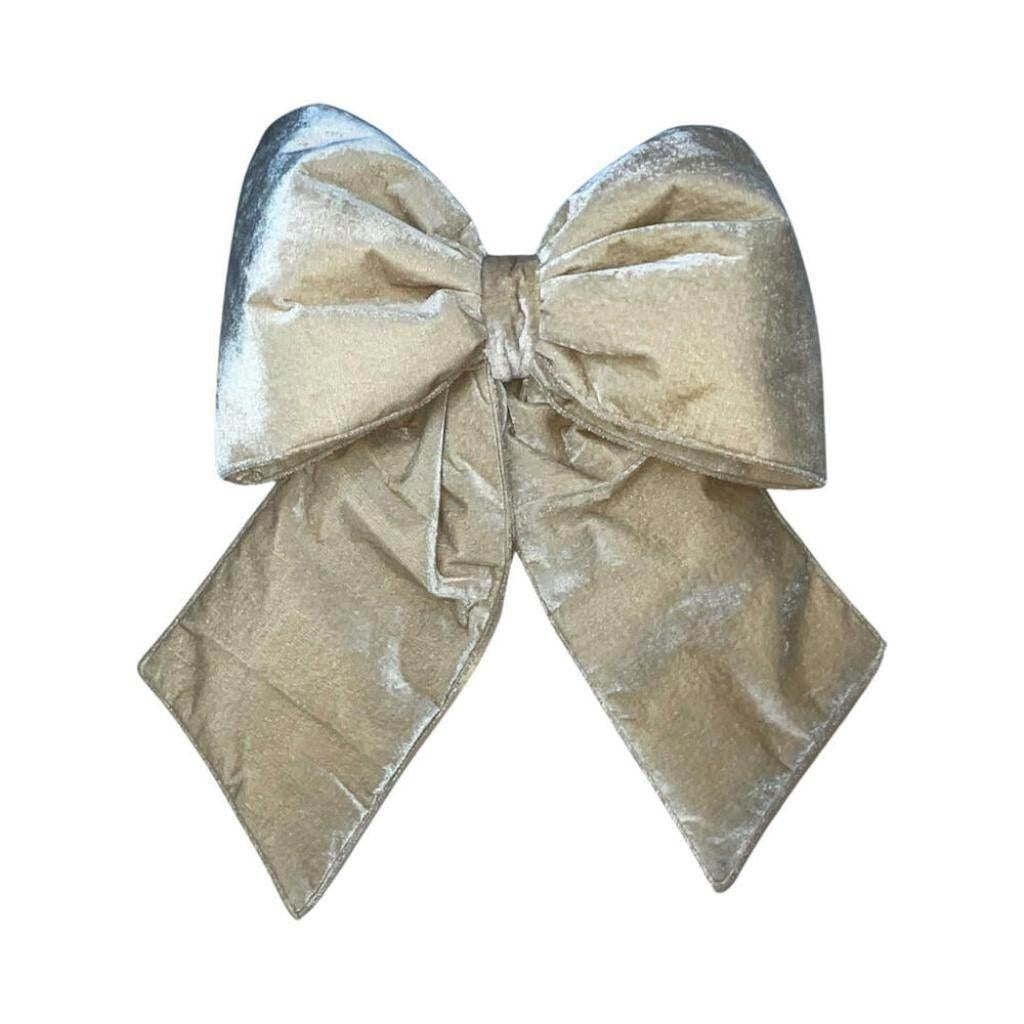18" x 23" Plush Champagne Velvet Christmas Bow