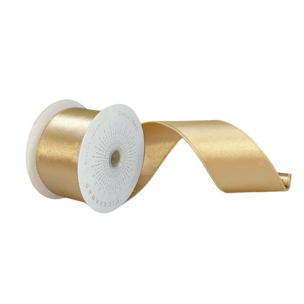 2.5" x 10Yd Champagne Satin Christmas Ribbon