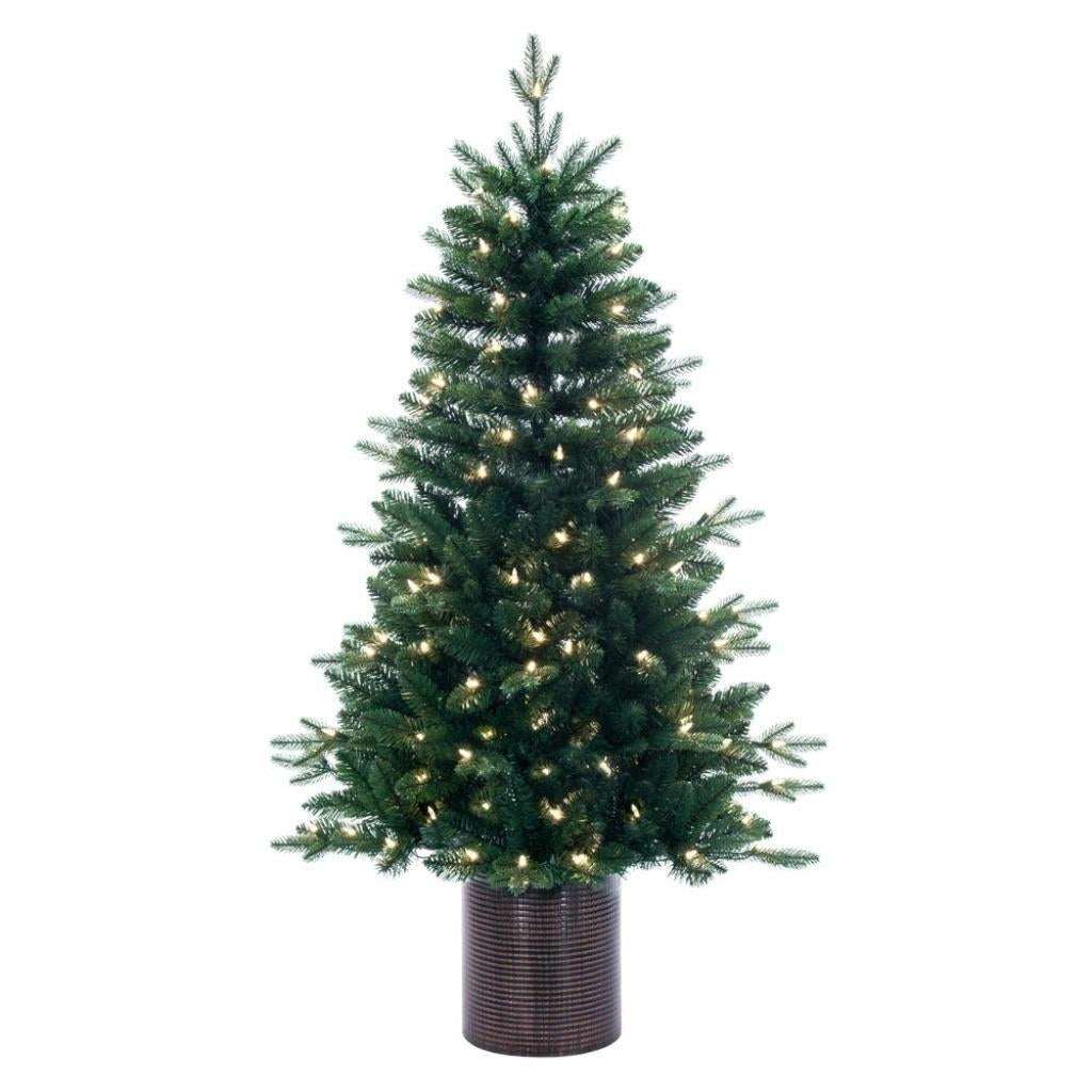 4.5' x 30" Potted Spruce Tree LED Artificial Christmas Tree