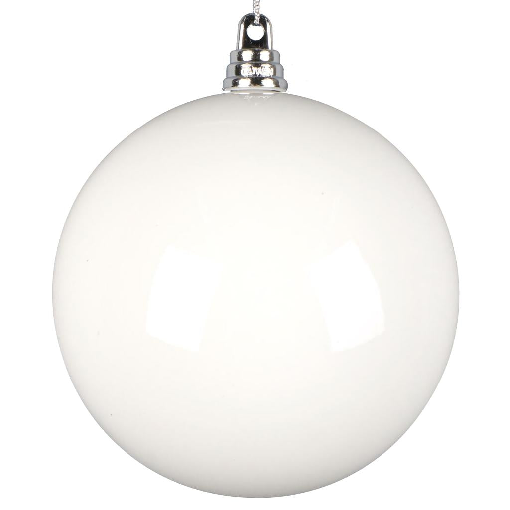 Vickerman 4" White High-Gloss Ball Ornament (6 pack)