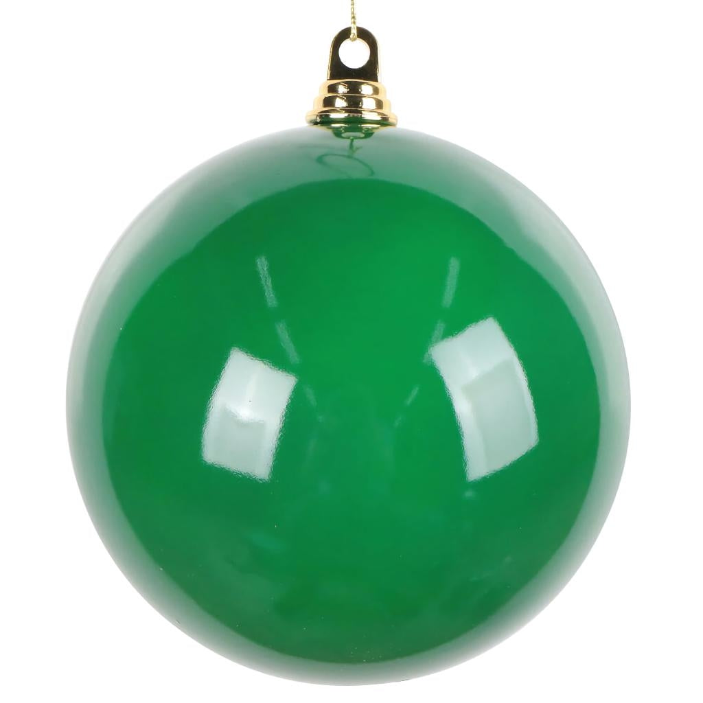 Vickerman 8" Green High-Gloss Ball Ornament (2 pack)