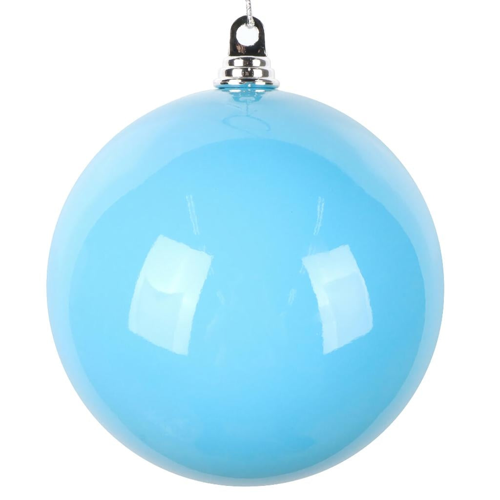 Vickerman 8" Light Blue High-Gloss Ball Ornament (2 pack)