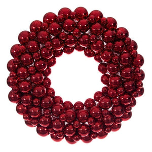 28" Red Pearl Ball Unlit Christmas Ornament Wreath