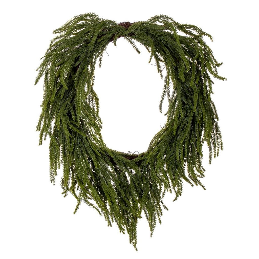 Vickerman 28" Green Norfolk Heart Unlit Artificial Wreath