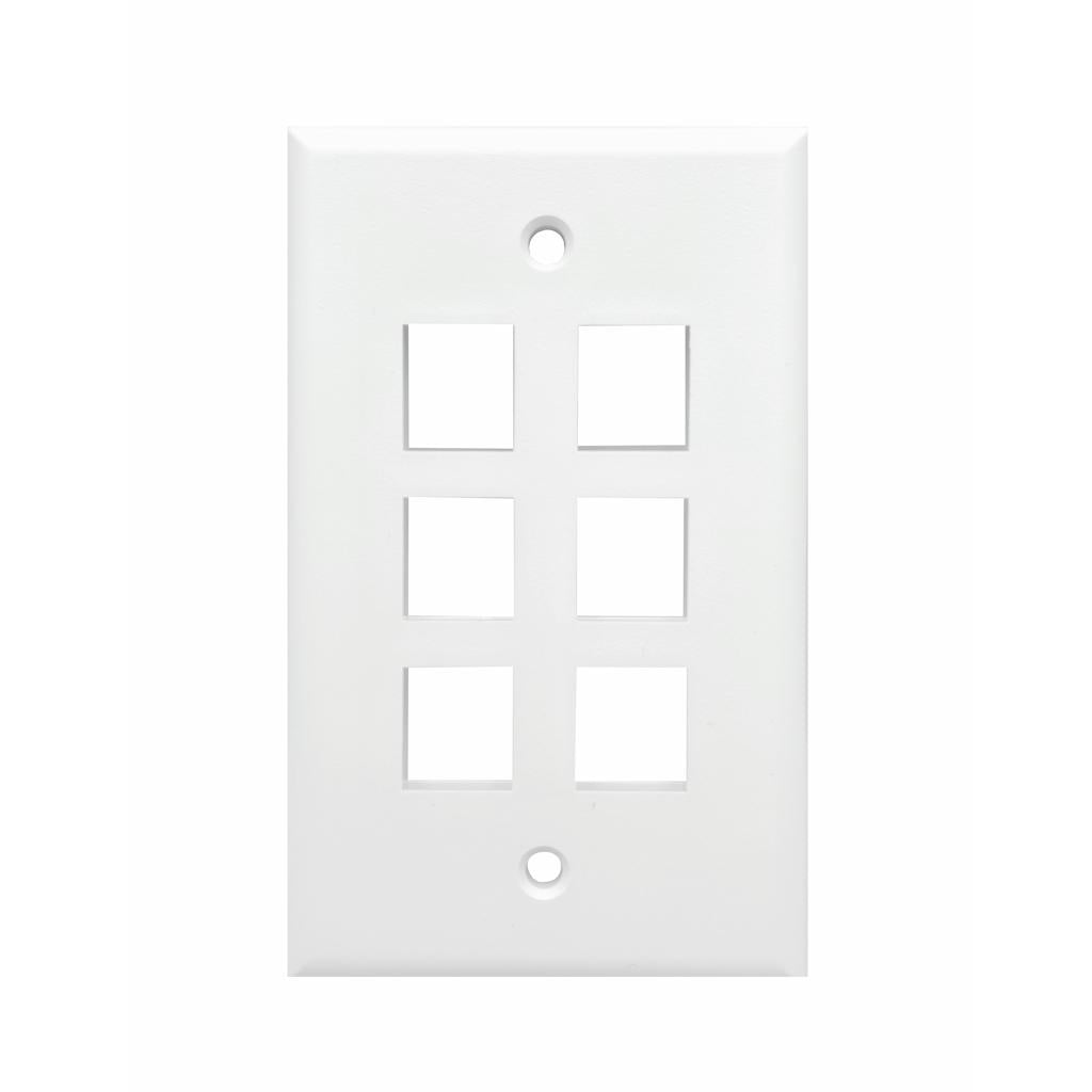 Leviton 1-Gang 6-Port White Wall Plate
