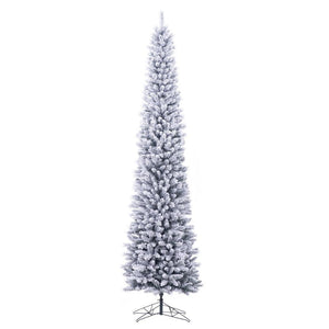 9' x 31" Flocked Crest Pencil UnLit Artificial Christmas Tree