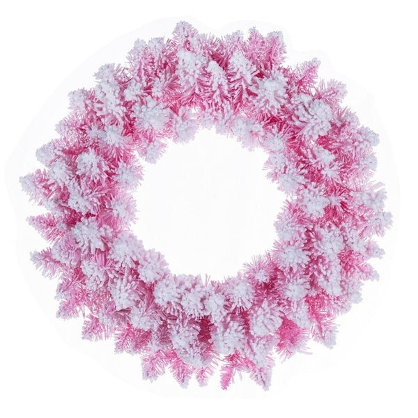 Vickerman 30" Flocked Pink Fir Artificial Wreath Unlit