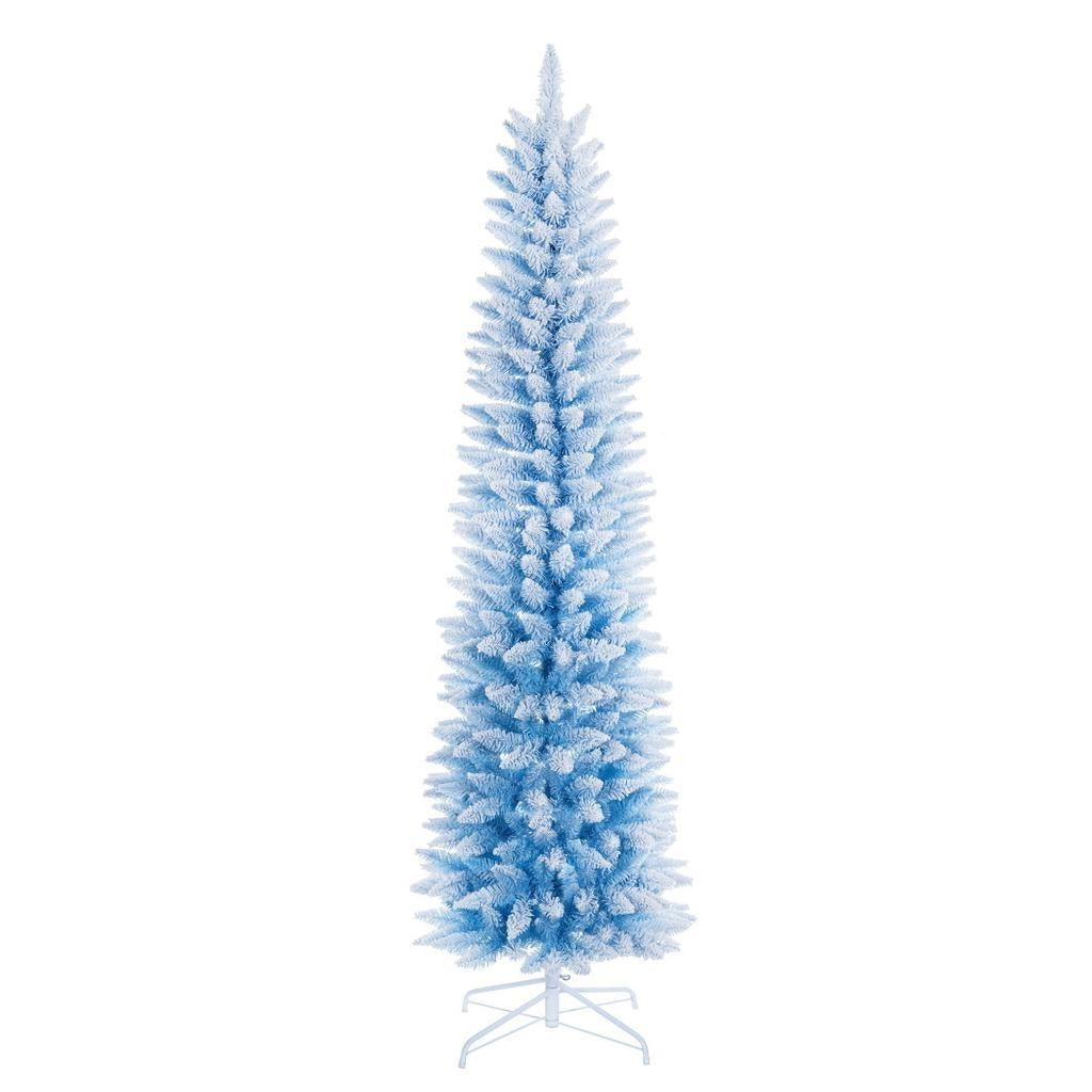 4.5' x 19" Flocked Baby Blue Fir 160 Tip Pencil Unlit Christmas Tree