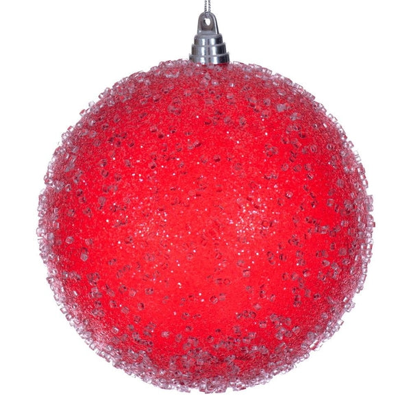 Vickerman 10" Red Icy Sugar Ball Christmas Tree Ornament