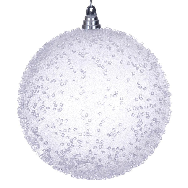 Vickerman 10" White Icy Sugar Ball Christmas Tree Ornament (1 pack)