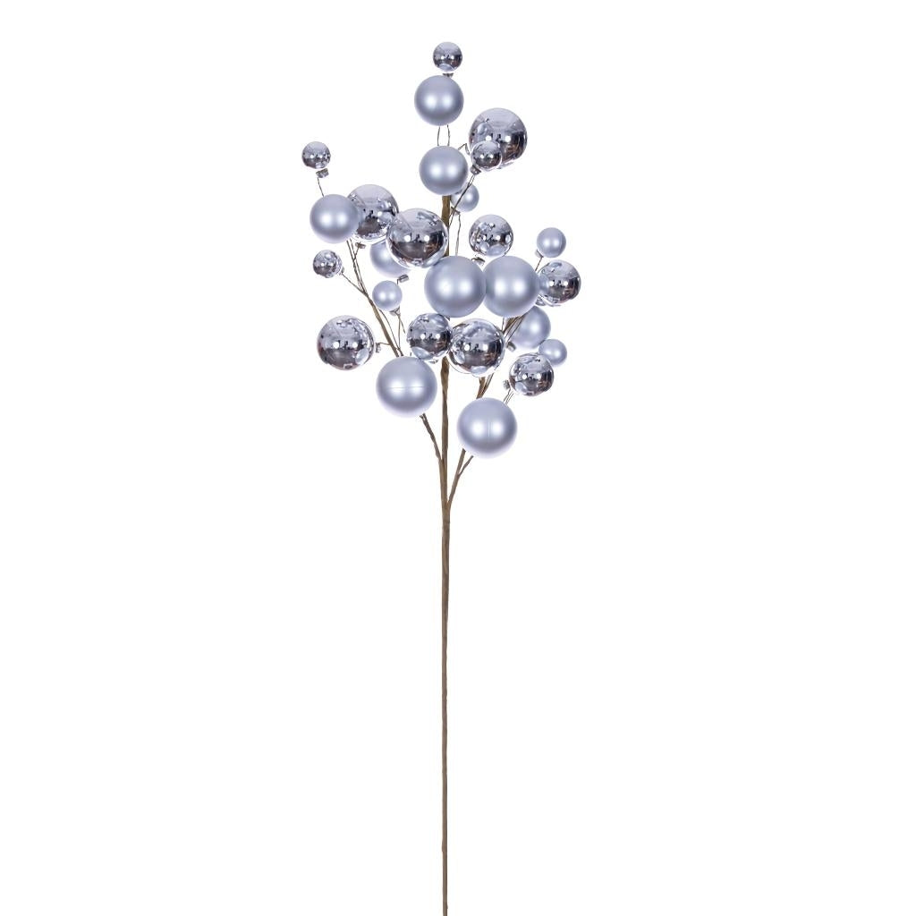 30" Silver Matte/Shiny Ball Ornament Spray