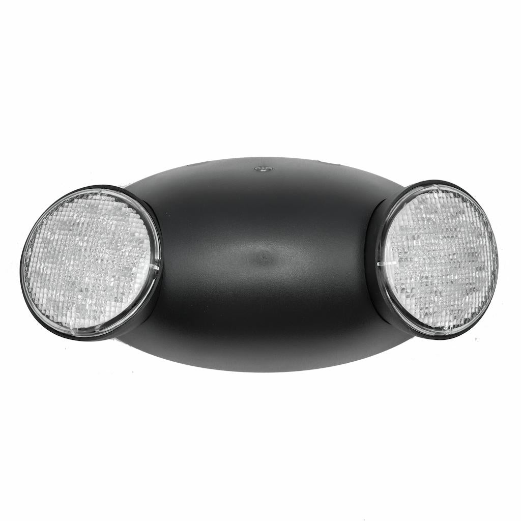 Compact Dual Head 120/277 volt Black LED Emergency Light