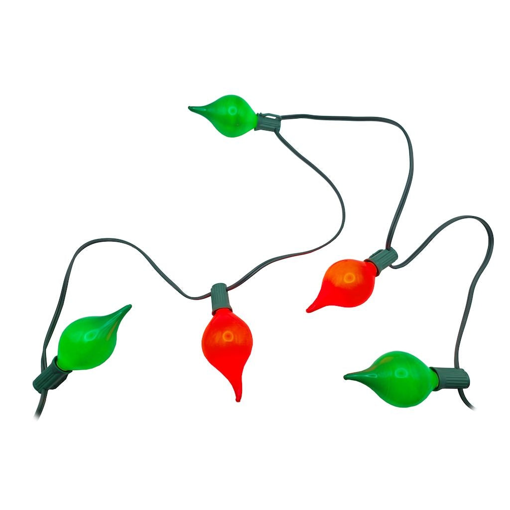 15 Light 14' Matte Red and Green Kismet LED Light String