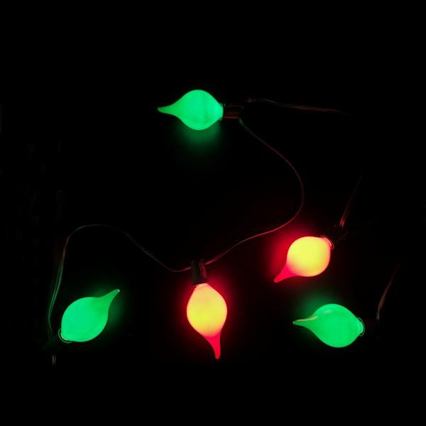 15 Light 14' Matte Red and Green Kismet LED Light String - Image 2