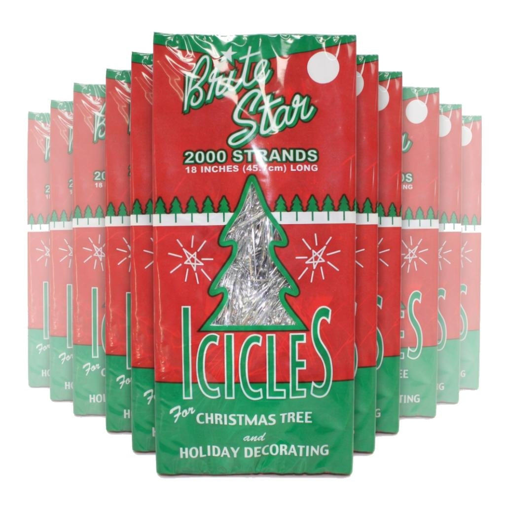18" Silver Tinsel Icicles (2,0000 Strand Pack)