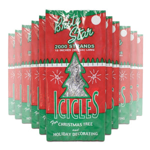 18" Silver Tinsel Icicles (2,0000 Strand Pack)
